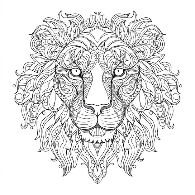 A lion head with a beautiful mane.