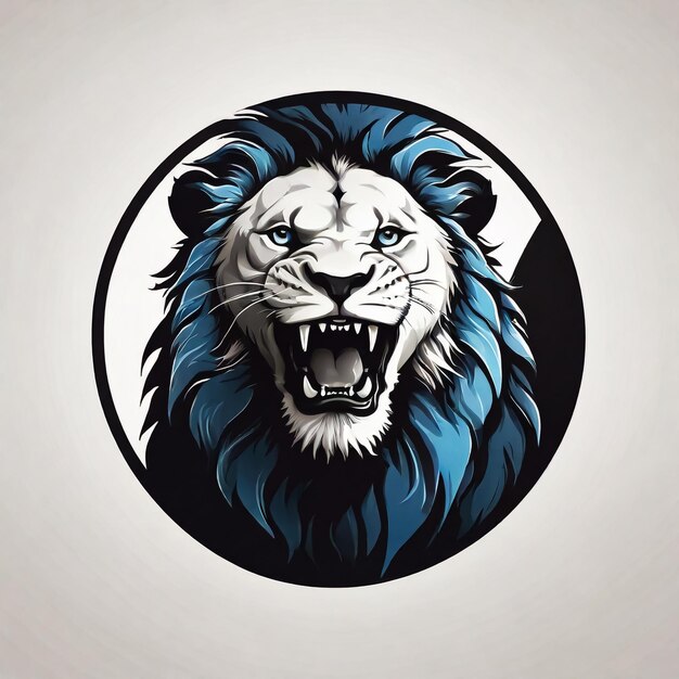 голова льва с голубым фоном, на котором написано " лев "