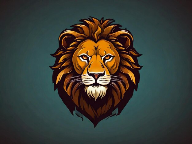 a lion head with a blue background with a logo for a lion