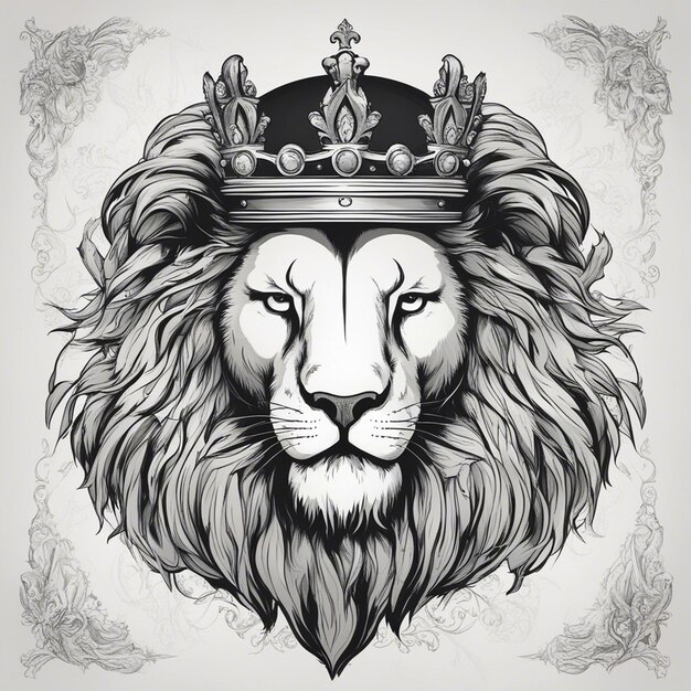 Premium Photo | Lion head with crown elegant and noble logo black and ...