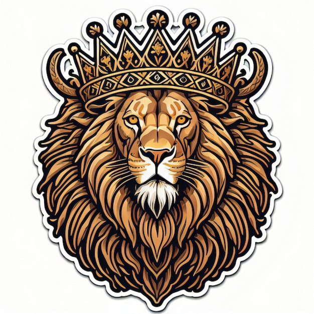 Lion head with crown Vector illustration in vintage engraving style ai generated