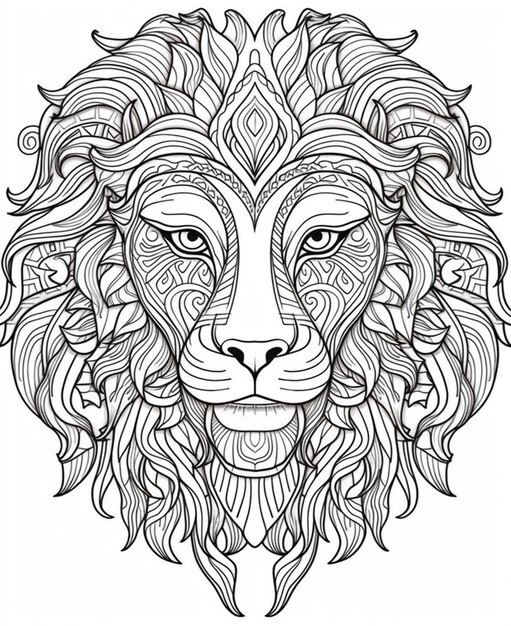 Premium AI Image | A lion head with a pattern on it