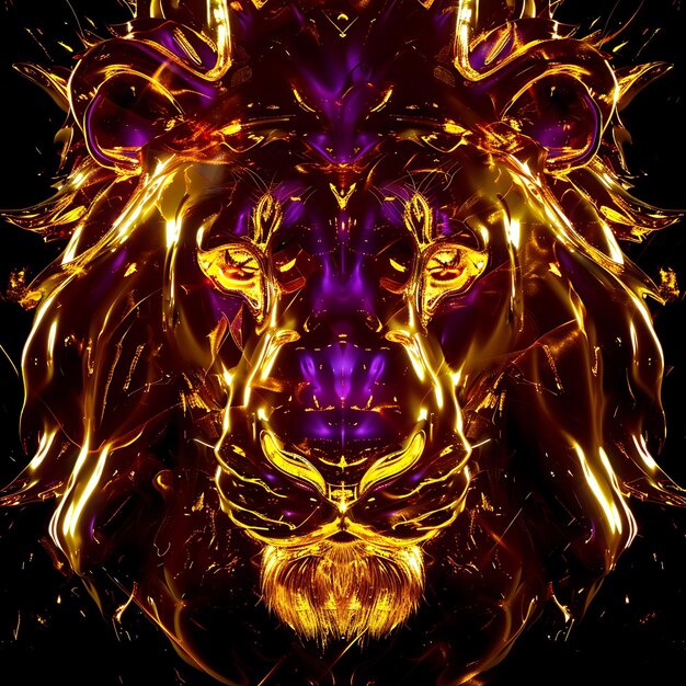 獅子の頭その上にライオンという言葉が書かれています