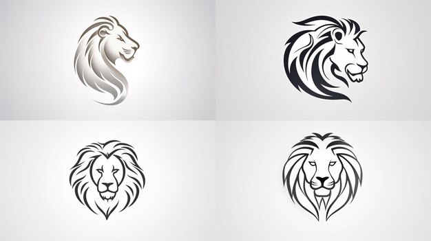 Lion heads on a white background