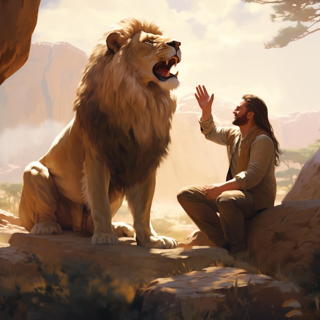 Lion and humans