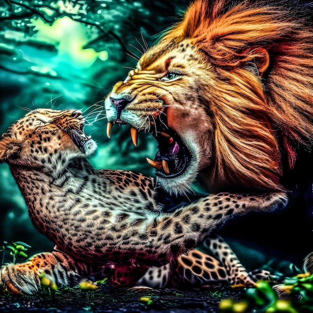 LION IS ROARING UPON CHEETAH