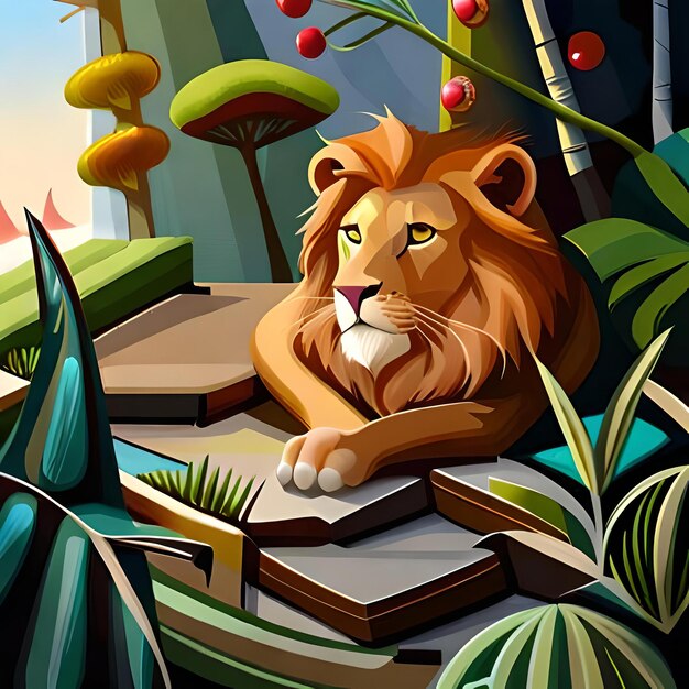 Photo lion in the jungle