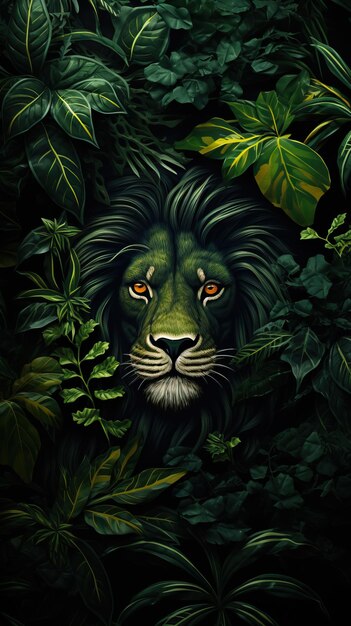 Лев в джунглях.