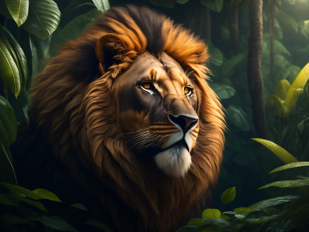 A lion in the jungle