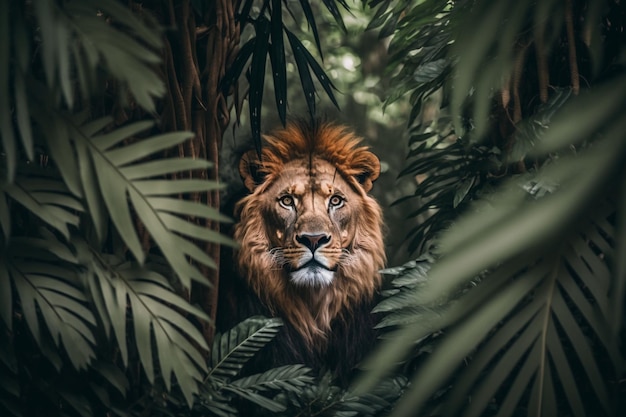 A lion in the jungle