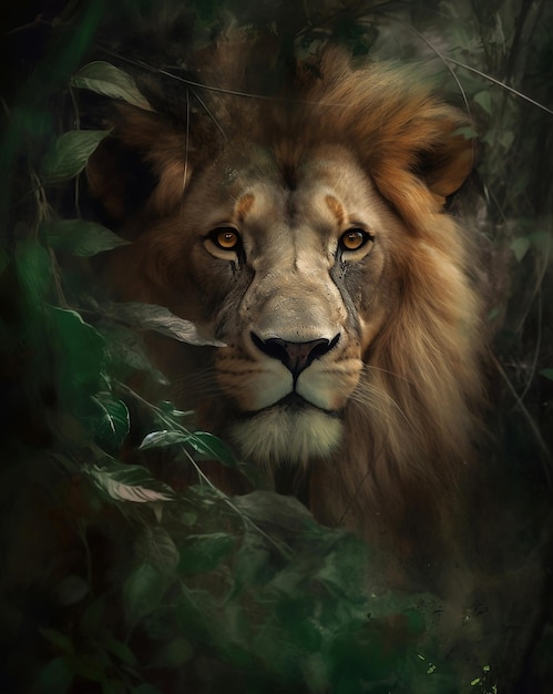 Lion in the jungle