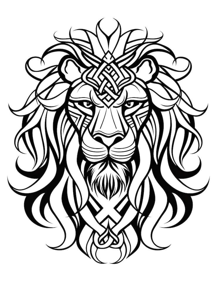 Foto lion king hoofd zeer eenvoudige traditionele tatoeage flash stijlen illustratie