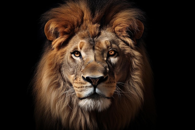 Premium AI Image | Lion king isolated on black background