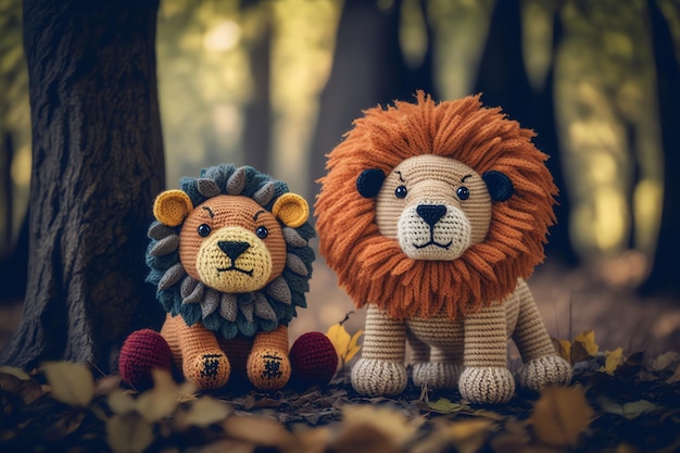 Lion knitting art illustration cute suitable for children39s books children39s animal photos created using artificial intelligence