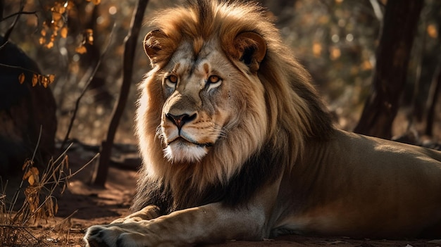 A lion laying in the shade