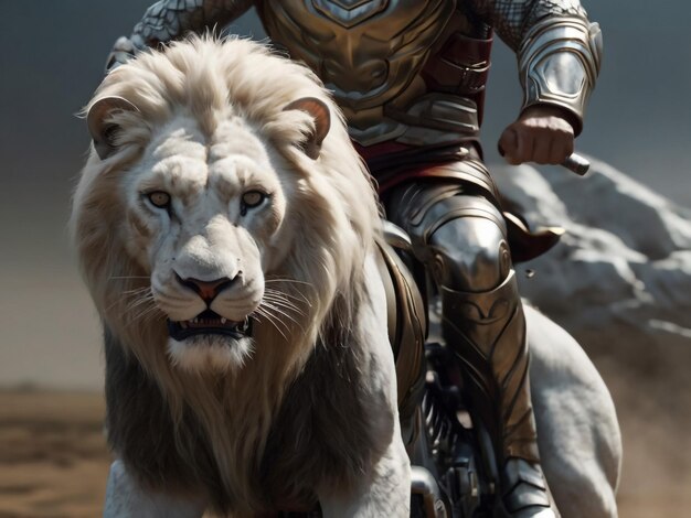 a lion and a lion are on a bike