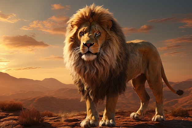 Lion Majesty A regal lion dynamic moving fullbody its powerful presence emanating from its golden maneGenerated with AI