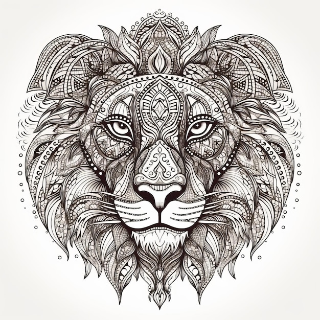 Photo lion in mandala style illustration ai generativexa