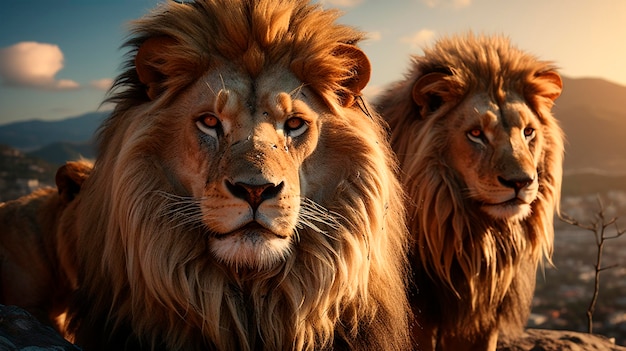 Lion Mane Closeup Portrait in Wildlife