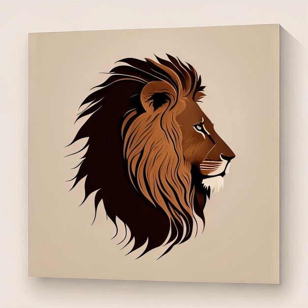 Photo lion in minimalist illustration with soft colors