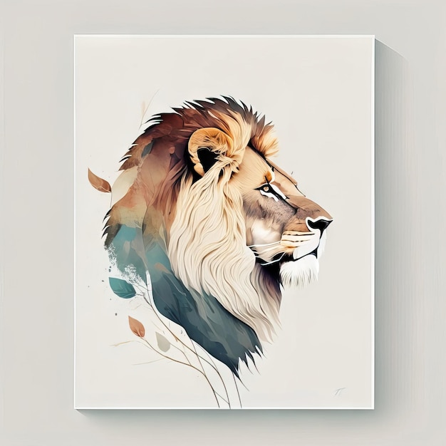 Lion in minimalist illustration with soft colors