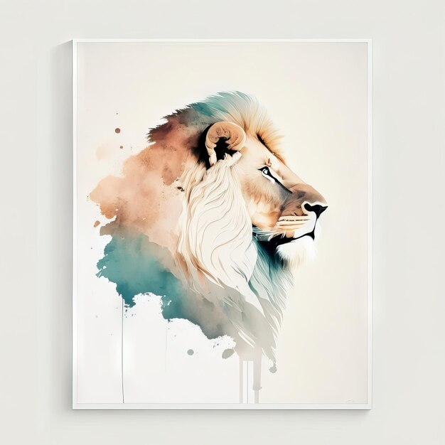 Lion in minimalist illustration with soft colors