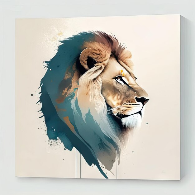 Lion in minimalist illustration with soft colors