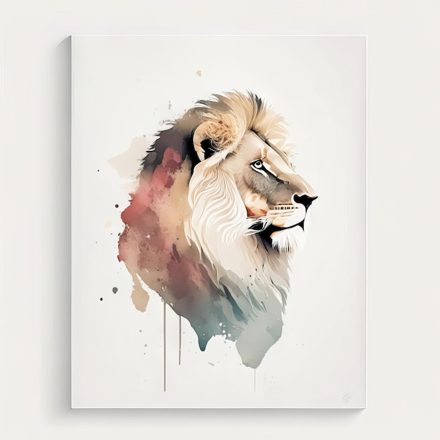 Photo lion in minimalist illustration with soft colors