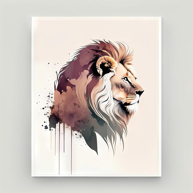 柔らかい色のシンプルなイラストのライオン