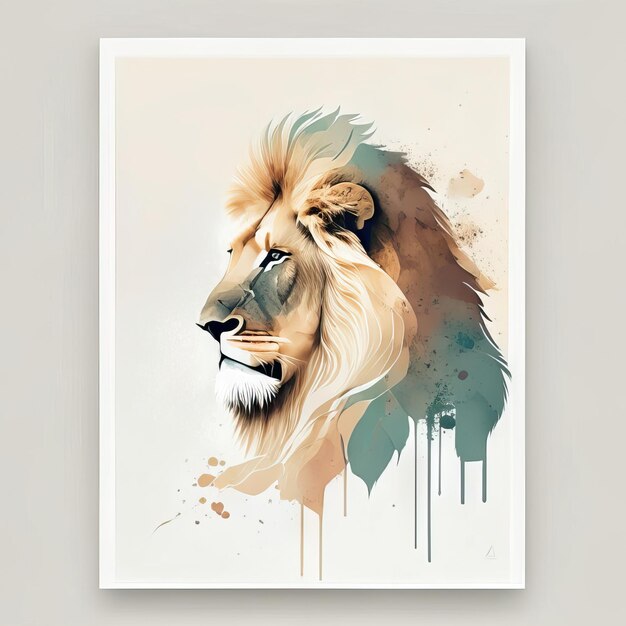 Lion in minimalist illustration with soft colors