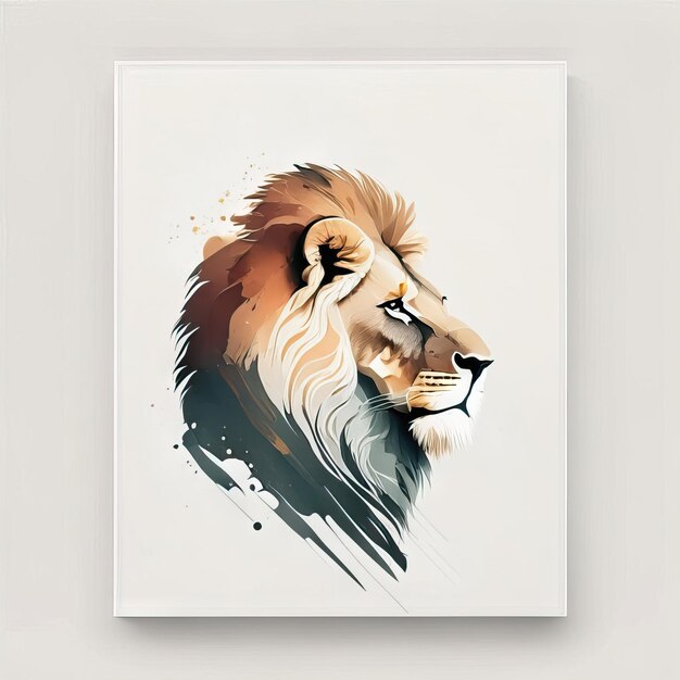 柔らかい色のシンプルなイラストのライオン