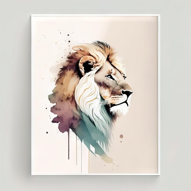 Lion in minimalist illustration with soft colors