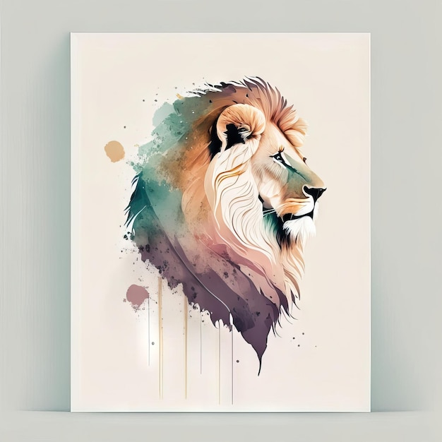 Lion in minimalist illustration with soft colors