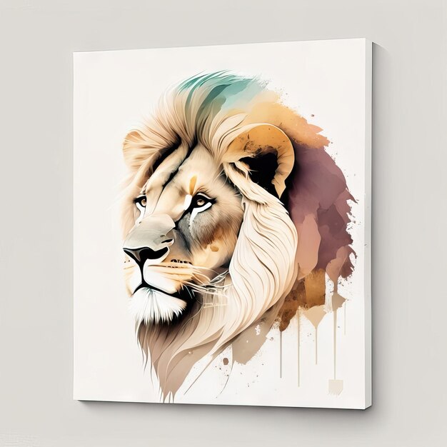 Lion in minimalist illustration with soft colors