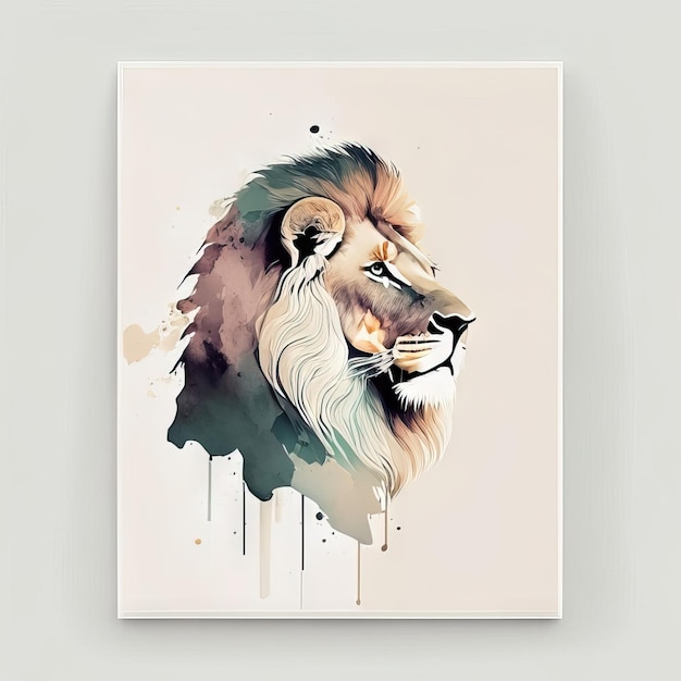 Лев в минималистской иллюстрации с мягкими цветами