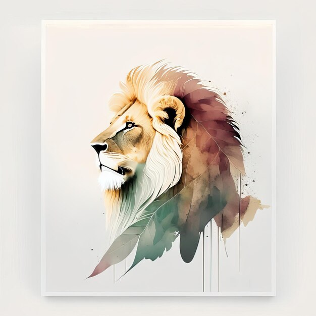 Lion in minimalist illustration with soft colors