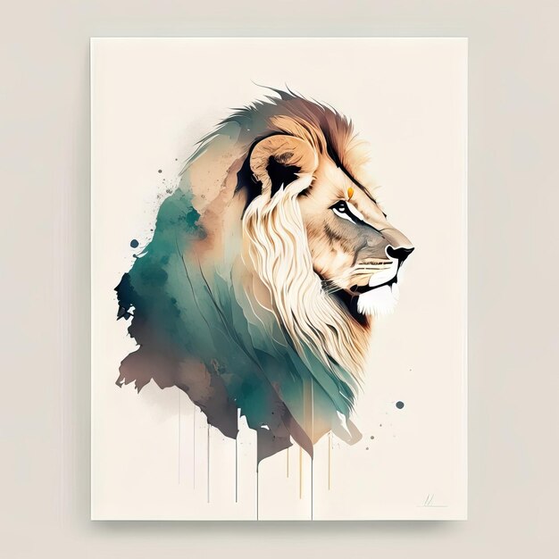 Лев в минималистской иллюстрации с мягкими цветами