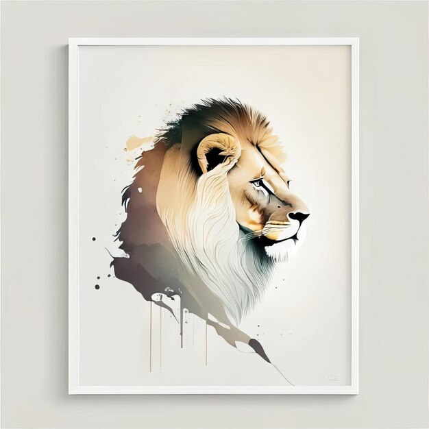 Photo lion in minimalist illustration with soft colors