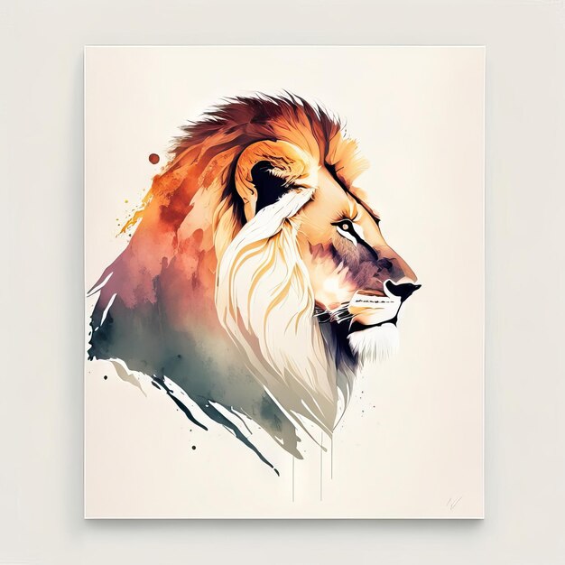 Photo lion in minimalist illustration with soft colors