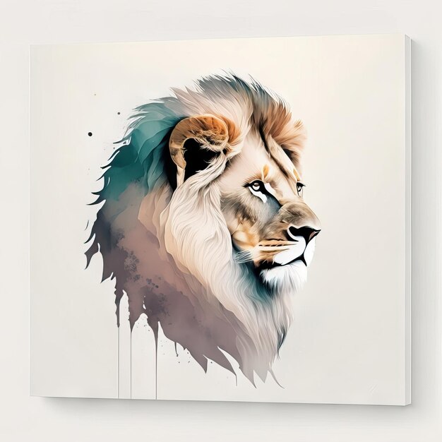 Lion in minimalist illustration with soft colors