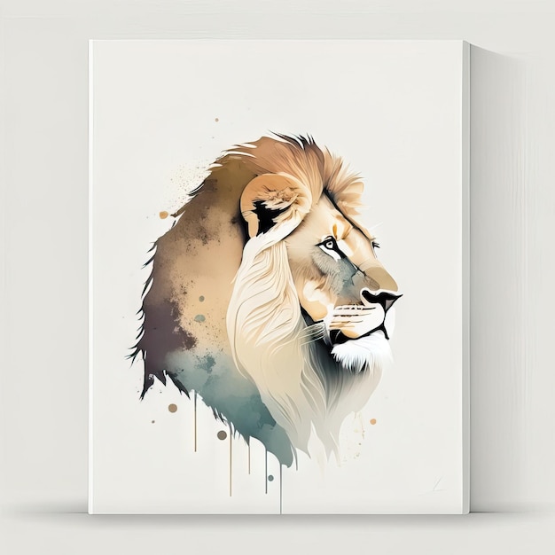 Lion in minimalist illustration with soft colors