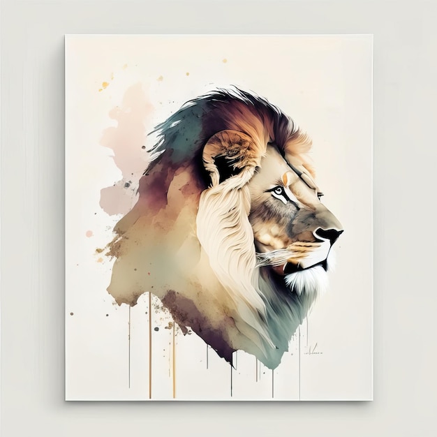 Lion in minimalist illustration with soft colors