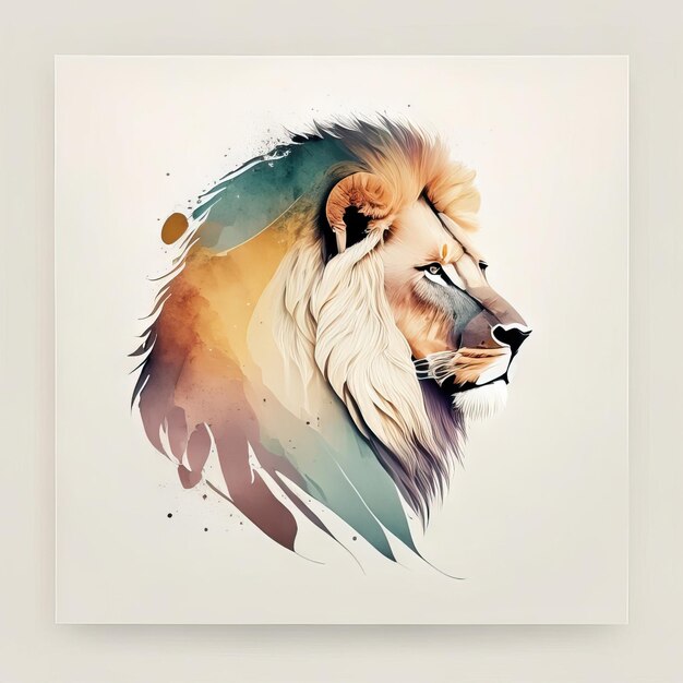 Lion in minimalist illustration with soft colors