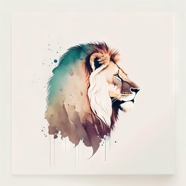 Photo lion in minimalist illustration with soft colors