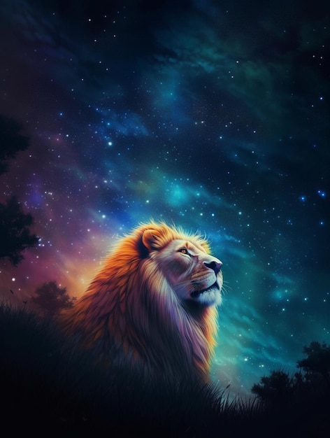 A lion in the night sky