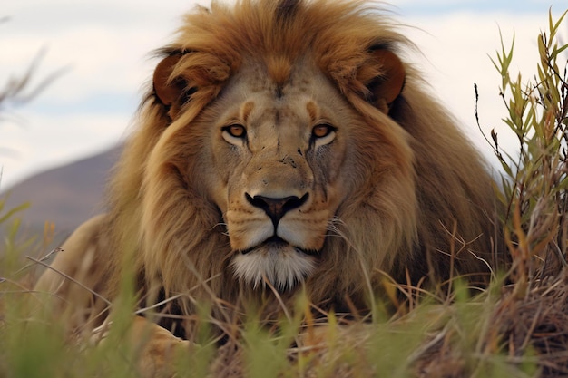 Lion in the Okavango Delta Moremi National Park in Botswana