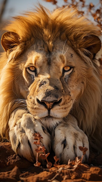 Lion in the Okavango Delta Moremi National Park in Botswana