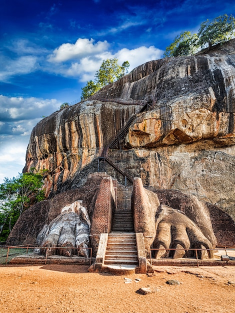 Lion paws pathway on Sigiriya rock, Sri Lanka