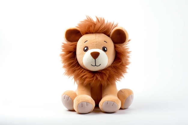 Lion Plush Toy UpClose Cuteness on Transparent Background AI