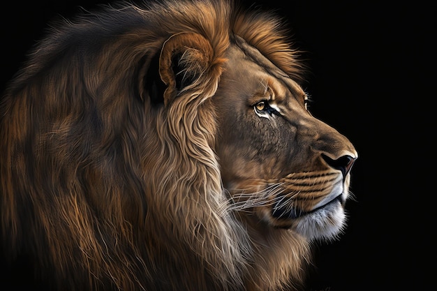 Портрет льва на черном